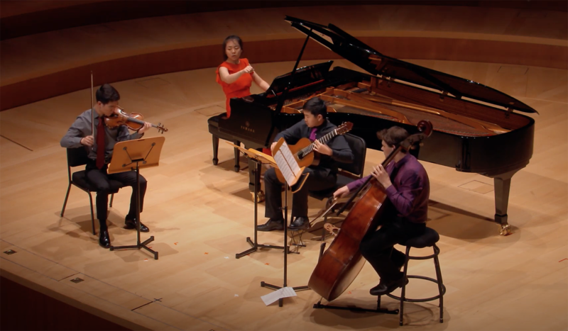 Screenshot of Classical Music winners performing "Adiós Nonino" (1959, Piazzolla)