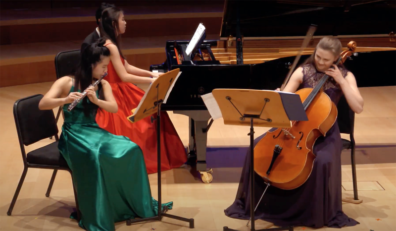 Screenshot of Classical Music winners performing "Ecstatic Samba Piano Trio No. 3" (2018, Kevin Day)