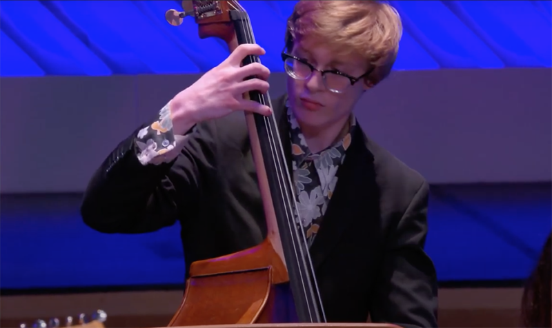 Screenshot of Jazz winner performing "Fuchsia Swing Song" arranged by Graeham Guerin