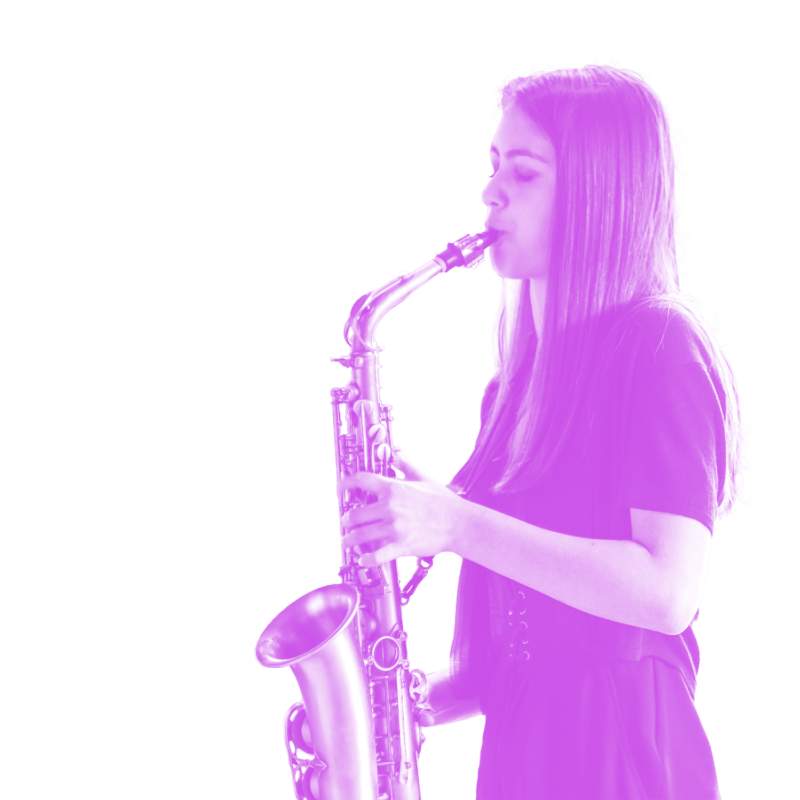 Veronica Leahy playing saxophone