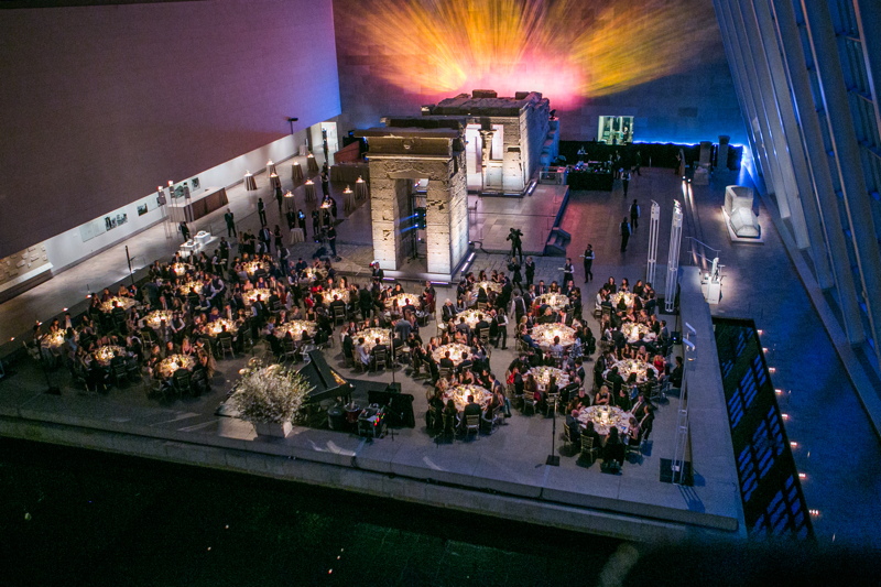 Aerial view of Temple of Dendur at night during YoungArts New York gala