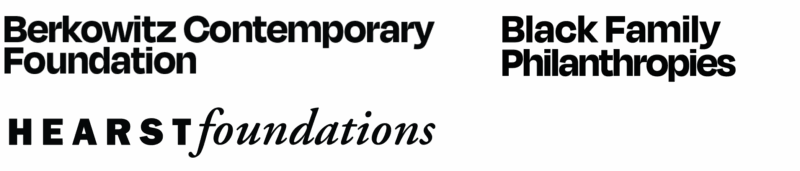 Logos of Berkowitz Contemporary Foundation, Black Family Philanthropies, Hearst Foundations
